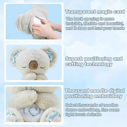 Child cuddling SnugaBub Breathing Koala at bedtime